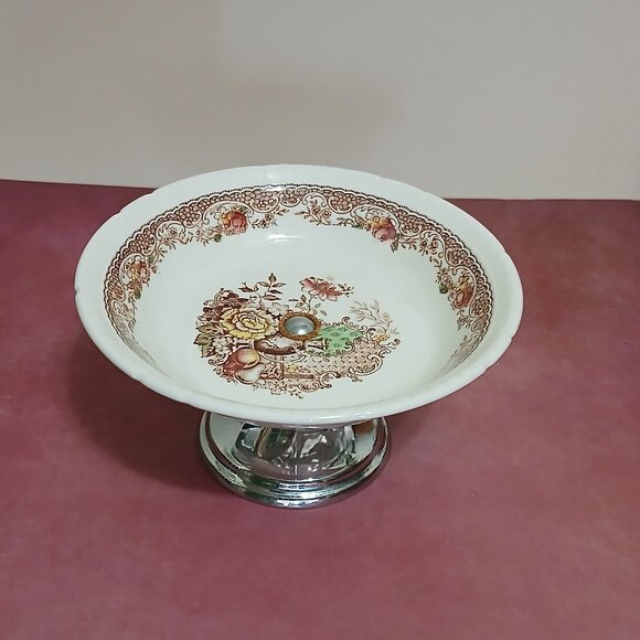 Vintage Royal Tudor Ware/Barker Bros. Ltd Fruit & Floral Small Pedestal Dish - Picture 5 of 7